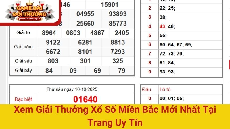 Xem giải thưởng xổ số miền Bắc mới nhất tại trang uy tín
